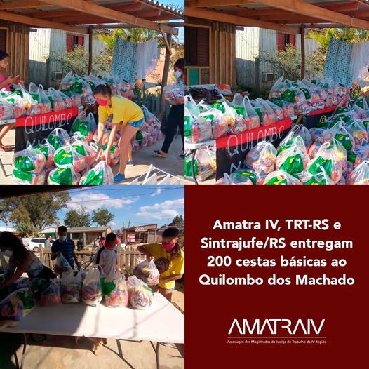 AMATRA IV, TRT-RS e Sintrajufe/RS entregam 200 cestas básicas ao Quilombo dos Machado
