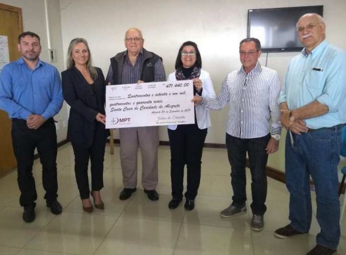 Justiça do Trabalho destina quase meio milhão de reais para a Santa Casa de Alegrete